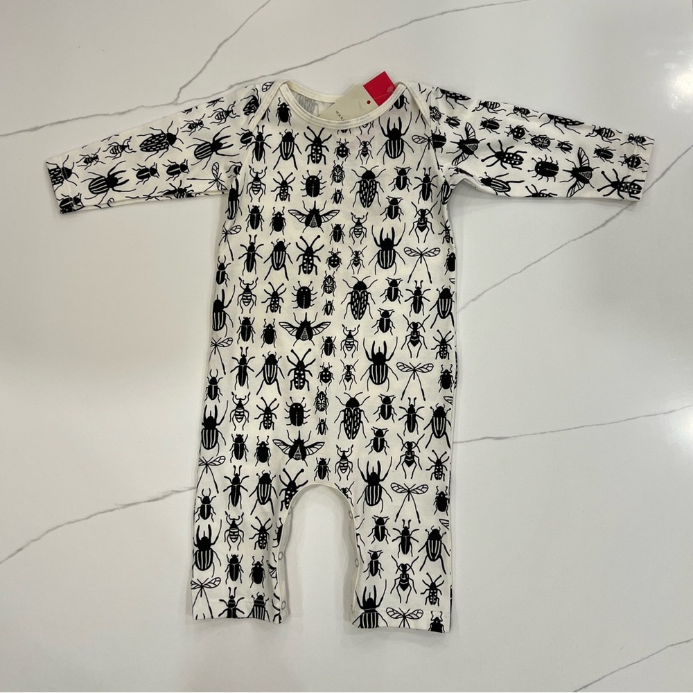 Winter Water Factory Black & White Bug Print Baby One-Piece